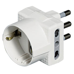 Adattatore TRIS - 1 presa tedesca 2 prese bipasso 10/16A bianco