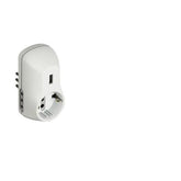 Adattatore 2 Prese F. 10A, Presa F. Tedesca, Presa USB. Presa Maschio 10A -Bianco-