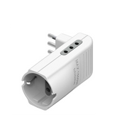 Adattatore 2 Prese F. 10A, Presa F. Tedesca,Presa Maschio 10A -Bianco-