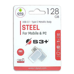 PEN DRIVE S3+ USB3 TYPE C STEEL 128GB