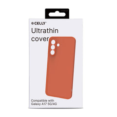 SANDCASE - Cover morbida in TPU con tasti e bordo fotocamera a contrasto, effetto sabbiato colore trasparente arancione compatibile con Samsung Galaxy A17 5G/ A17 5G EE/ A17 4G