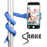SNAKE - Asta selfie flessibile, 10 maxi ventose per attaccarlo su ogni superficie, dotato di filettatura 1/4", clamp regolabile fino a 8 cm