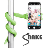 SNAKE - Asta selfie flessibile, 10 maxi ventose per attaccarlo su ogni superficie, dotato di filettatura 1/4", clamp regolabile fino a 8 cm
