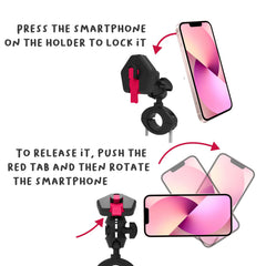 SNAPMOTORBIKE – Supporto universale per smartphone, utilizzo motocicletta, fissaggio modulare ad incastro, utilizzo manubrio, testina regolabile 360°, placca universale inclusa
