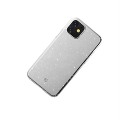 SPARKLE - Cover trasparente in TPU anti-shock e texture glitterata compatibile con Apple iPhone 11