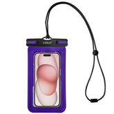 SPLASHBAG24 - Custodia impermeabile per smartphone fino a 7" dimensione display, design trasparente, chiusura ermetica, laccio a collo incluso