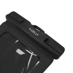 SPLASHBAG25 - Custodia impermeabile per smartphone fino a 7" dimensione display, design trasparente, chiusura ermetica, laccio a collo incluso