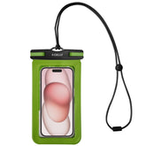 SPLASHBAG25 - Custodia impermeabile per smartphone fino a 7" dimensione display, design trasparente, chiusura ermetica, laccio a collo incluso
