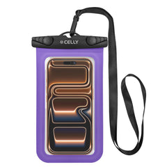 SPLASHBAG26 - Custodia impermeabile per smartphone fino a 7" dimensione display, design trasparente, chiusura ermetica, laccio a collo incluso