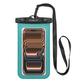 SPLASHBAG26 - Custodia impermeabile per smartphone fino a 7" dimensione display, design trasparente, chiusura ermetica, laccio a collo incluso