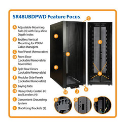 Tripplite 48U SmartRack Deep and Wide Rack Enclosure Cabinet with doors & side panels - SR48UBDPWD
