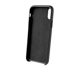 SUPERIOR - Cover in pelle sintetica con copertura tasti in alluminio colorato, colore nero compatibile con Apple iPhone Xs/ iPhone X