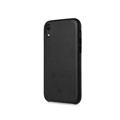 SUPERIOR - Cover in pelle sintetica con copertura tasti in alluminio colorato, colore nero compatibile con Apple iPhone Xr