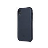 SUPERIOR - Cover in pelle sintetica con copertura tasti in alluminio colorato, colore blu compatibile con Apple iPhone Xr