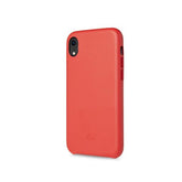 SUPERIOR - Cover in pelle sintetica con copertura tasti in alluminio colorato, colore rossa compatibile con Apple iPhone Xr