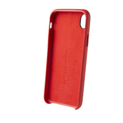 SUPERIOR - Cover in pelle sintetica con copertura tasti in alluminio colorato, colore rossa compatibile con Apple iPhone Xr