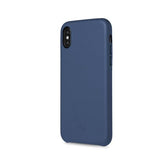SUPERIOR - Cover in pelle sintetica con copertura tasti in alluminio colorato, colore blu compatibile con Apple iPhone Xs Max