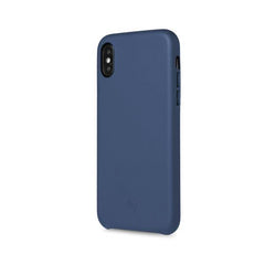 SUPERIOR - Cover in pelle sintetica con copertura tasti in alluminio colorato, colore blu compatibile con Apple iPhone Xs Max