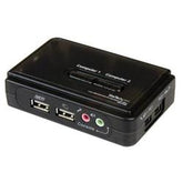 Switch KVM USB 2 porte nero con audio e cavi