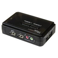 Switch KVM USB 2 porte nero con audio e cavi