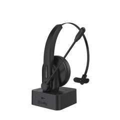 SWHEADSETMONO - Cuffia mono wireless per utilizzo ufficio, dotata di base di ricarica, archetto e microfono regolabili, tasti multi funzione