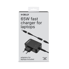 TCTIPS65W - Caricabatteria per laptop con cavo USB-C integrato, gamma di adattatori intercambiabili, potenza massima 65 Watt