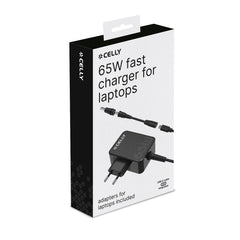 TCTIPS65W - Caricabatteria per laptop con cavo USB-C integrato, gamma di adattatori intercambiabili, potenza massima 65 Watt