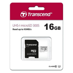 TS16GUSD300S-A - microSD da 16GB, con adattatore, UHS-I U1