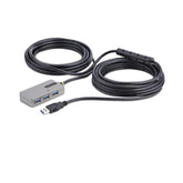 Cavo di Prolunga USB 3.0 da 10m con Hub di Estensione a 4 Porte USB-A, Cavo ripetitore USB attivo, Cavo Prolunga alimentato, alimentatore opzionale da 20 W incluso, protezione ESD