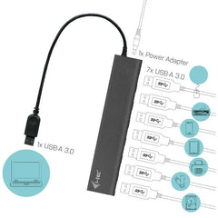 HUB USB 3.0 metallo a 7 Porte con Alimentatore