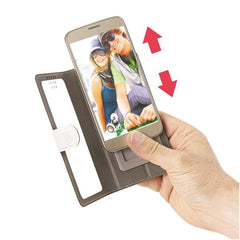 UNICA VIEW - Custodia universale con display a vista, funzione stand compatibile con gli smartphone da 5" a 5.5" dimensione display