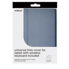 UNIKEYBTAB - Custodia universale a libro di colore nero con Tastiera Wireless magnetica compatibile con i Tablet fino a 11" dimensione display