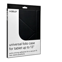 UNISTICKT13 - Custodia a libro in pelle sintetica con attacco Tablet tramite adesivo 3M di colore nero compatibile con Tablet fino a 13" dimensione display