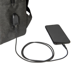 URBANBACK - Zaino per Laptop fino a 14", due tasche interne, fascia per trolley, porta USB con cavo integrato