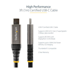 Cavo USB tipo C da 1m - Cavo da USB-C a USB- C certificato USB-IF 5Gbps - Cavo USB 3.2 Gen 2 Type-C - 100W (5A) Power Delivery - Supporta DP Alt Mode - Cavo dati e di ricarica