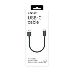 USBAUSBCCOT30 - Cavo USB-A a USB-C, lunghezza 30 centimetri, potenza massima 60 Watt, realizzato in cotone intrecciato