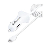 Caricatore da auto a due porte USB con cavo Lightning a spirale integrato da 1m