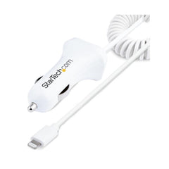 Caricatore da auto a due porte USB con cavo Lightning a spirale integrato da 1m