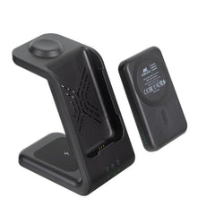 Caricatore Stand con batteria portatile Magsafe 5000 mAh Wireless 3 in 1 Nero