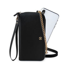 VENERE - Portafoglio universale con chiusura zip, laccio da polso e tracolla removibile inclusi, fissaggio smartphone magnetico compatibile con gli smartphone fino a 6.7"