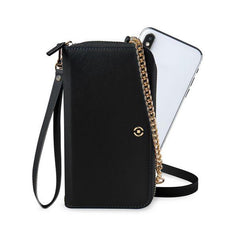 VENERE - Portafoglio universale con chiusura zip, laccio da polso e tracolla removibile inclusi, fissaggio smartphone magnetico compatibile con gli smartphone fino a 6.7"