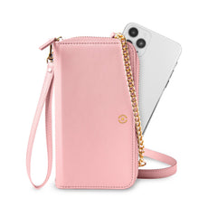 VENERE - Portafoglio universale con chiusura zip, laccio da polso e tracolla removibile inclusi, fissaggio smartphone magnetico compatibile con gli smartphone fino a 6.7"