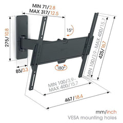 Serie QUICK - TVM 1423 Staffa Full-motion, per TV da 32 a 65 pollici