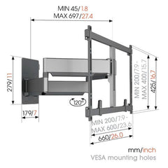 Serie ELITE- TVM 5855 Staffa TV 4 Snodi, per TV TV grandi e pesanti fino a 100 pollici