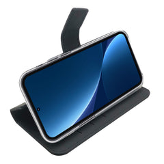 WALLY - Custodia a libro in pelle sintetica con chiusura flap magnetico, slot per carte e funzione stand colore nero compatibile con Xiaomi 12 Pro/ 12 Pro S