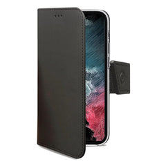 WALLY - Custodia a libro in pelle sintetica con chiusura flap magnetico, slot per carte e funzione stand colore nero compatibile con Samsung Galaxy S23+ 5G