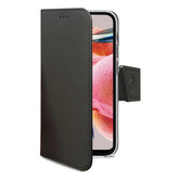WALLY - Custodia a libro in pelle sintetica con chiusura flap magnetico, slot per carte e funzione stand colore nero compatibile con Xiaomi Redmi Note 12 4G