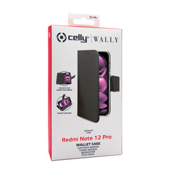 WALLY - Custodia a libro in pelle sintetica con chiusura flap magnetico, slot per carte e funzione stand colore nero compatibile con Xiaomi Redmi Note 12 Pro 5G/ Poco X5 Pro 5G