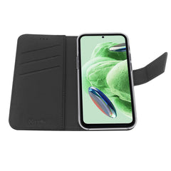 WALLY - Custodia a libro in pelle sintetica con chiusura flap magnetico, slot per carte e funzione stand colore nero compatibile con Xiaomi Redmi Note 12 5G/ Poco X5 5G