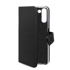 WALLY - Custodia a libro in pelle sintetica con chiusura flap magnetico, slot per carte e funzione stand colore nero compatibile con Samsung Galaxy S24+ 5G